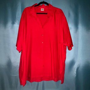 La Leela Red Button Blouse Camp Shirt XXL